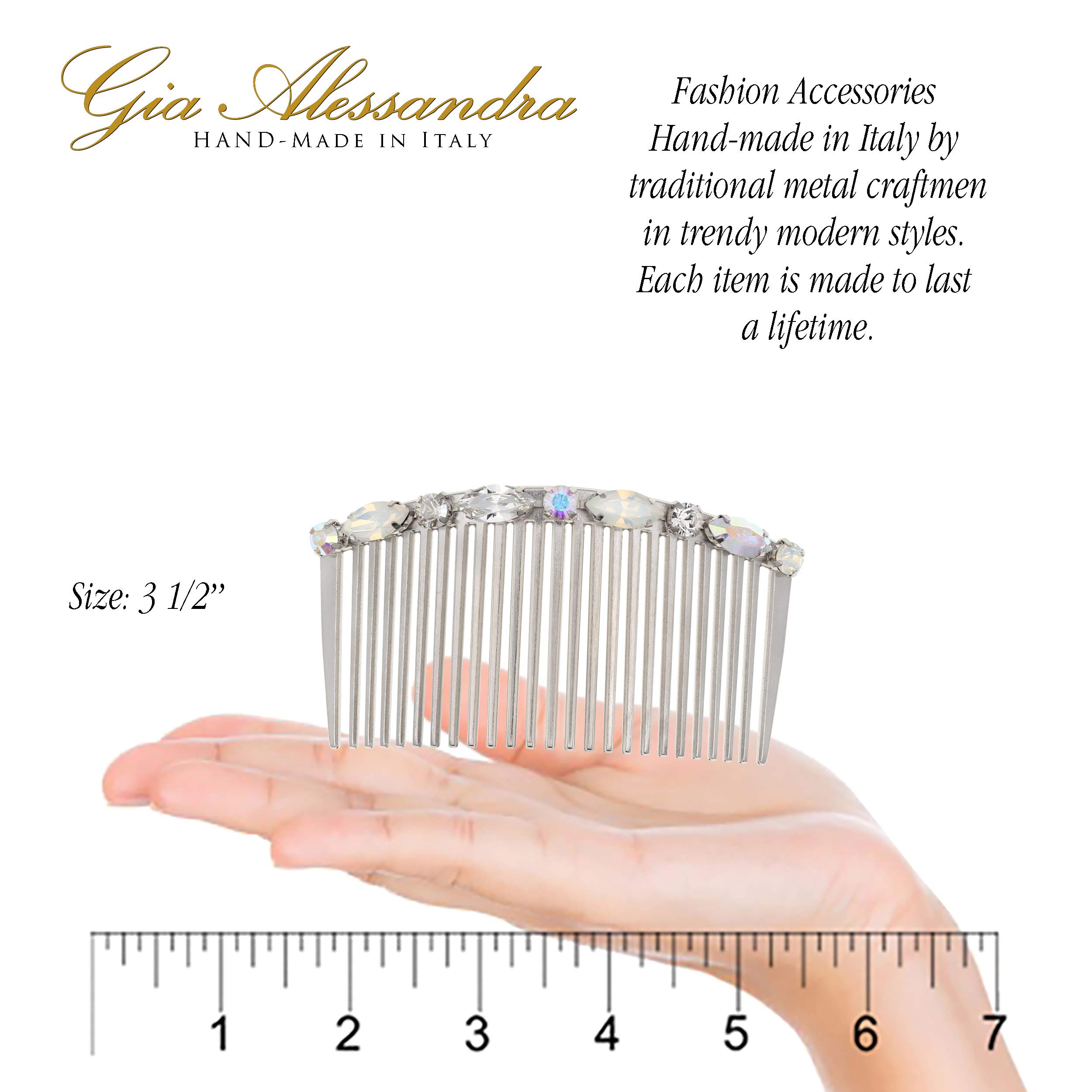 3.5 Inch Silver Wedding Hair Side Comb with Swarovski Crystals - Handmade in Italy Bridal Hair Accessories for Women, Bride & Bridesmaids | Perfect for Weddings, Prom, Formal Events & Special Occasions