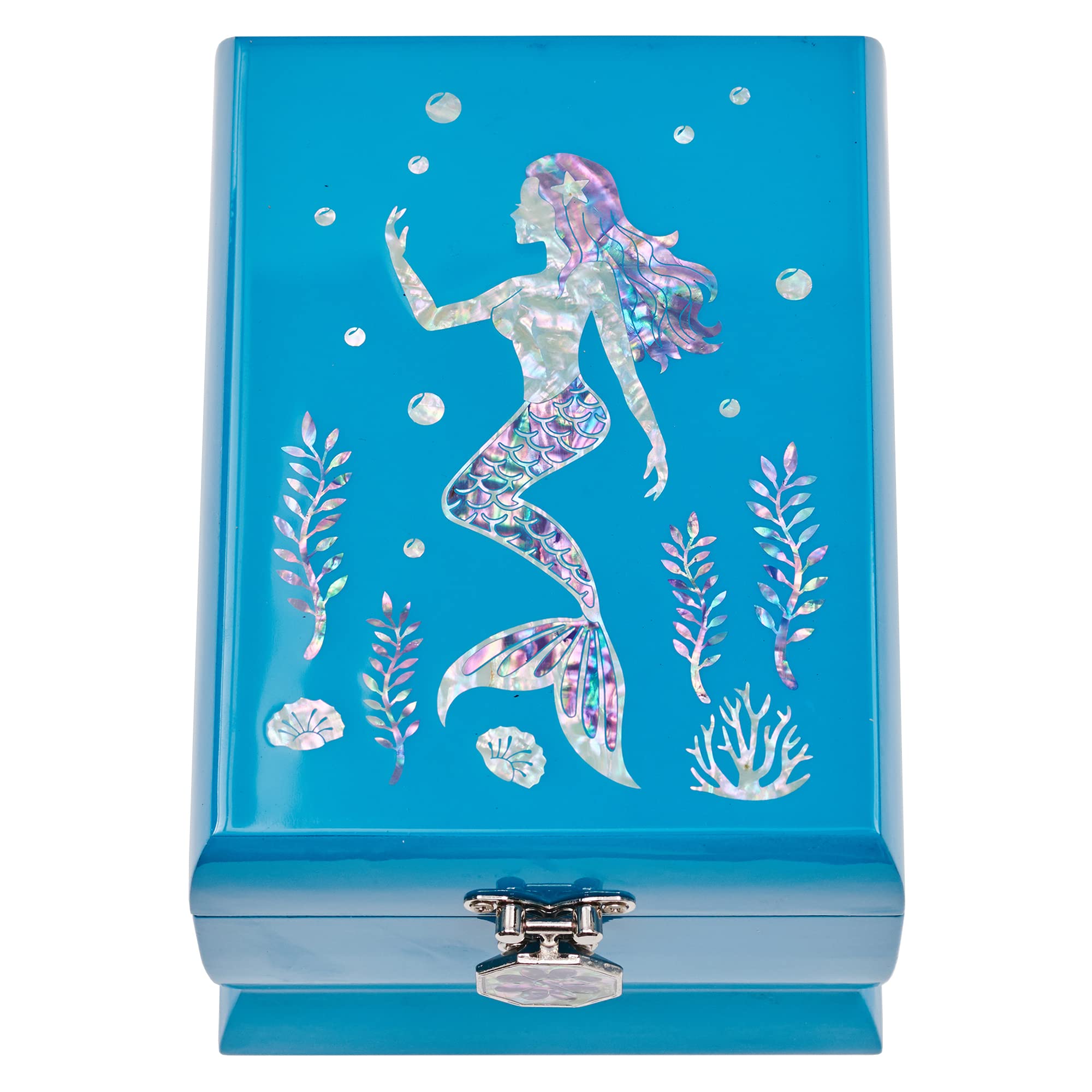 Elegant Mother of Pearl Jewelry Box with 2-Tier Design & Removable Ring Tray - Perfect for Organizing Necklaces, Rings & Earrings | Great Gift for Women, Brides & Mermaid Lovers