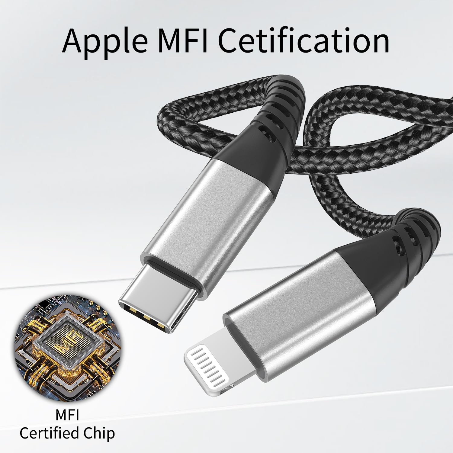 3FT USB C to Lightning Cable 3-Pack - 1M Fast Charging Braided Cord for iPhone 14/13/12/11/Pro Max/XS/8/7/6/5 Plus & iPad Air/Mini - Durable PD Charger for Home, Office, Car & Travel