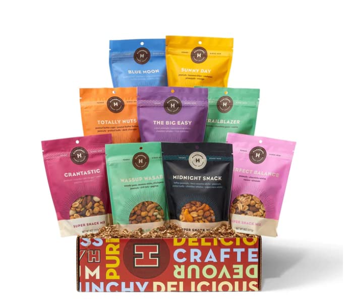 Hammond’s Candies Snack Mix Gift Box - Variety Pack, 8 Oz (Pack of 9) | Sweet, Salty & Cheesy Trail Mix | Handmade in Small Batches in USA | Perfect for Gifts, Parties & Office Snacks