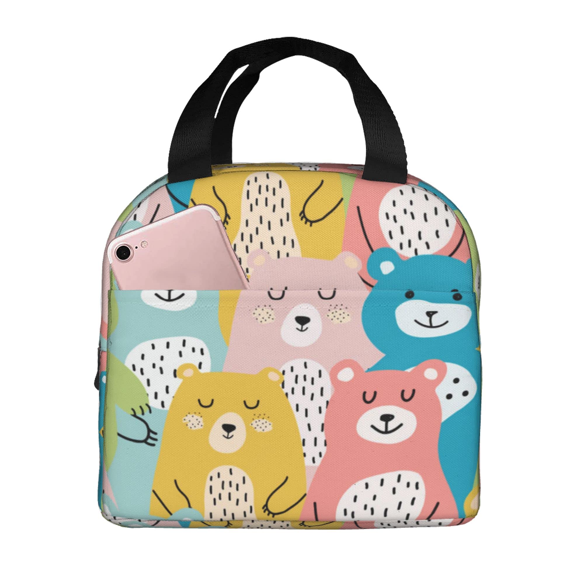 Insulated Lunch Bag for Women & Men - Reusable Thermal Lunch Box Cooler Tote with Pockets for Work, School, Hiking & Picnic - Cute Bear Design (Multiple Colors) | Perfect for Office, Outdoor Activities & Daily Commute