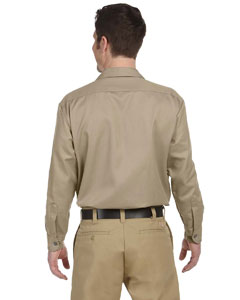 Dickies 574 Men's Long Sleeve Work Shirt - Durable Khaki Cotton Twill Shirt for Construction, Landscaping & Outdoor Workwear