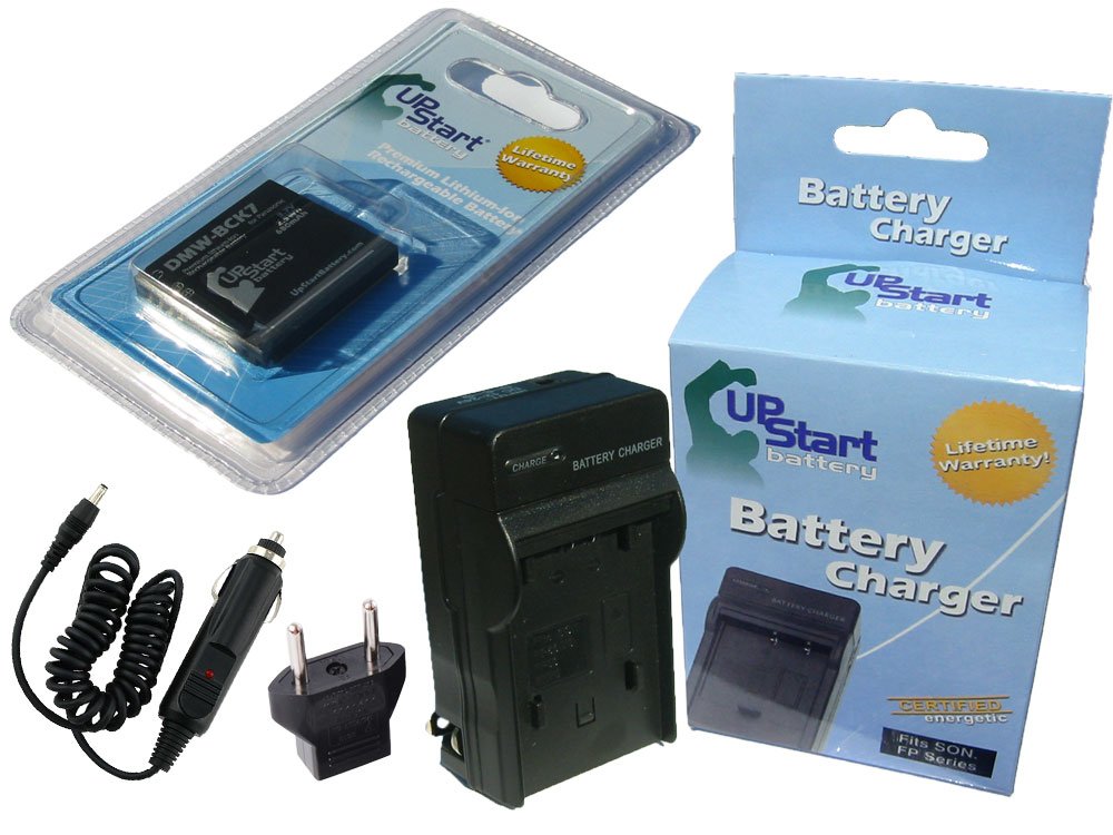 Panasonic Lumix DMC-FH5V Replacement Battery & Charger Kit - 680mAh 3.7V Lithium-Ion DMW-BCK7 Compatible with Car Plug & EU Adapter - Perfect for Travel Photography and Backup Power