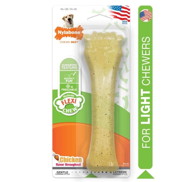 Nylabone Flexichew Moderate Chew Chicken Flavor Dog Chew Toy - Durable Dental Chew for Medium Chewers, Promotes Healthy Teeth & Gums - Perfect for Playtime, Training Rewards, and Anxiety Relief