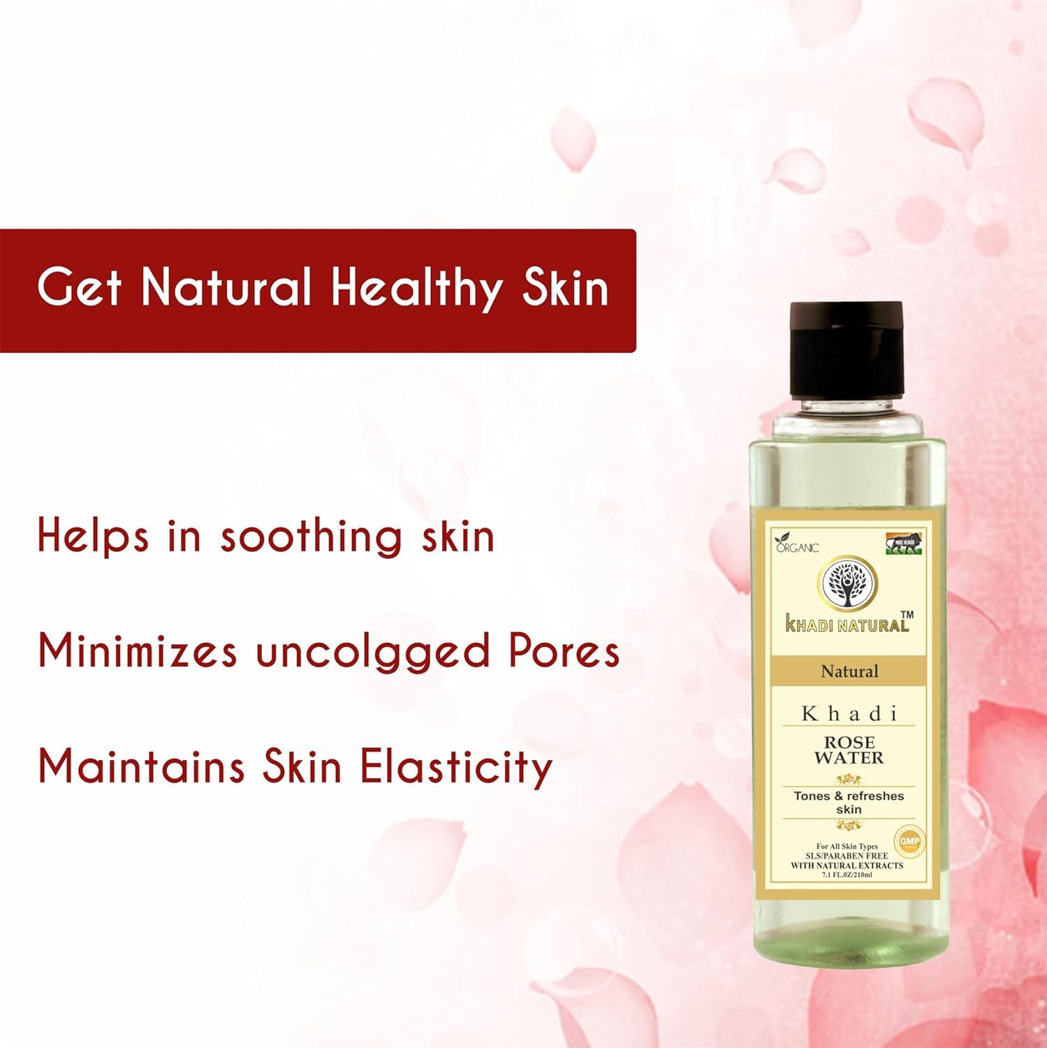 **KHADI NATURAL Rose Water Herbal Skin Toner - 210ml (Pack of 2) | Alcohol-Free, Hydrating Facial Mist for Glowing Skin | Perfect for Daily Skincare, Makeup Setting & Refreshing Spray**