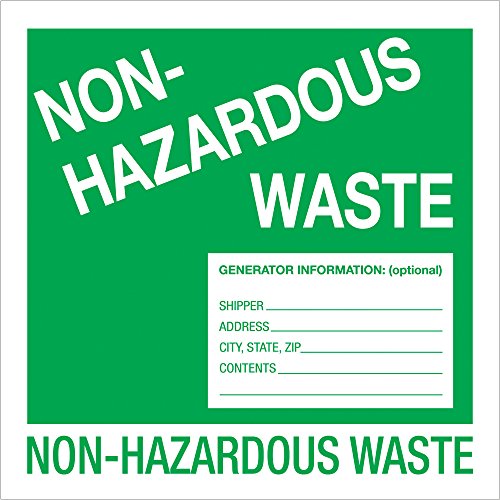 Non-Hazardous Waste Labels - 6x6 Inch Adhesive Stickers, 500 Labels per Roll, Green/White - Perfect for Warehouse, Shipping & Industrial Safety Compliance