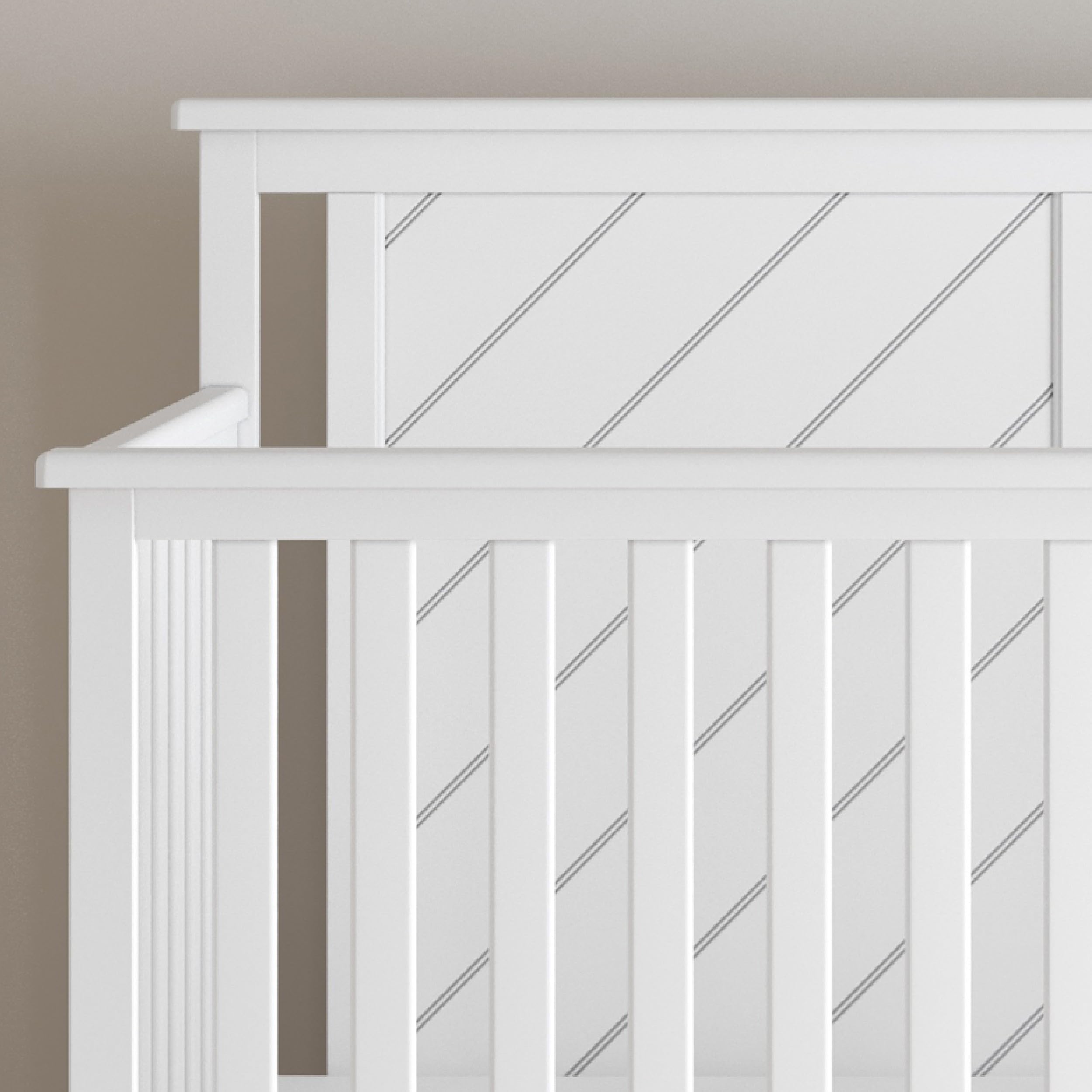 Child Craft Hampton 4-in-1 Convertible Crib - Transforms to Daybed, Toddler Bed & Full Size Bed | 3 Adjustable Mattress Heights | Non-Toxic, Baby-Safe Matte White Finish | Perfect for Nursery, Daycare or Guest Room