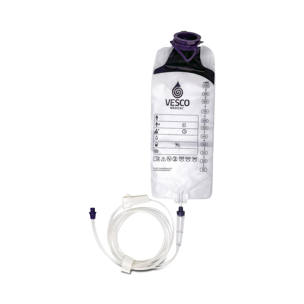 Large Bore Gravity Feed IV Set with Enfit Connector - 1000 mL, 30/Case - Ideal for Hospital, Clinic & Home Medical Use