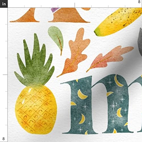 Spoonflower ABC Bright Children Play Kids Nursery Printed Denim Fabric by The Yard - Durable Bottomweight Fabric for Apparel, Home Decor & Upholstery - Perfect for DIY Kids Clothes, Curtains & Nursery Decorations