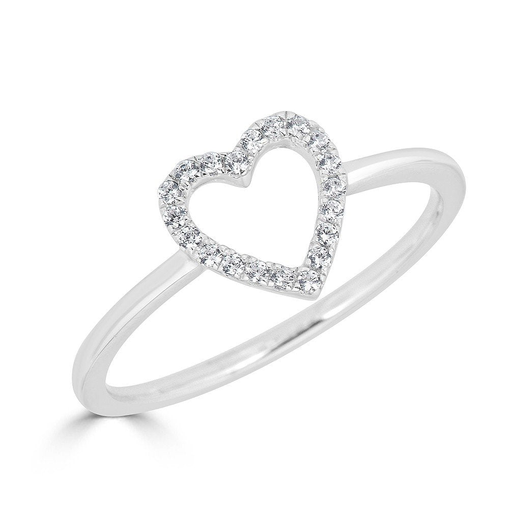 14KT Gold 1/10 CTW Diamond Open Heart Ring for Women - Elegant Valentine's Day Gift, Anniversary Jewelry & Everyday Luxury Accessory