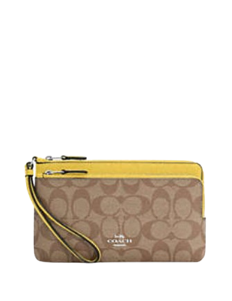 Coach Double Zip Wallet in Signature Canvas - Stylish & Durable Crossbody Wallet for Women - Perfect for Travel, Shopping & Everyday Use