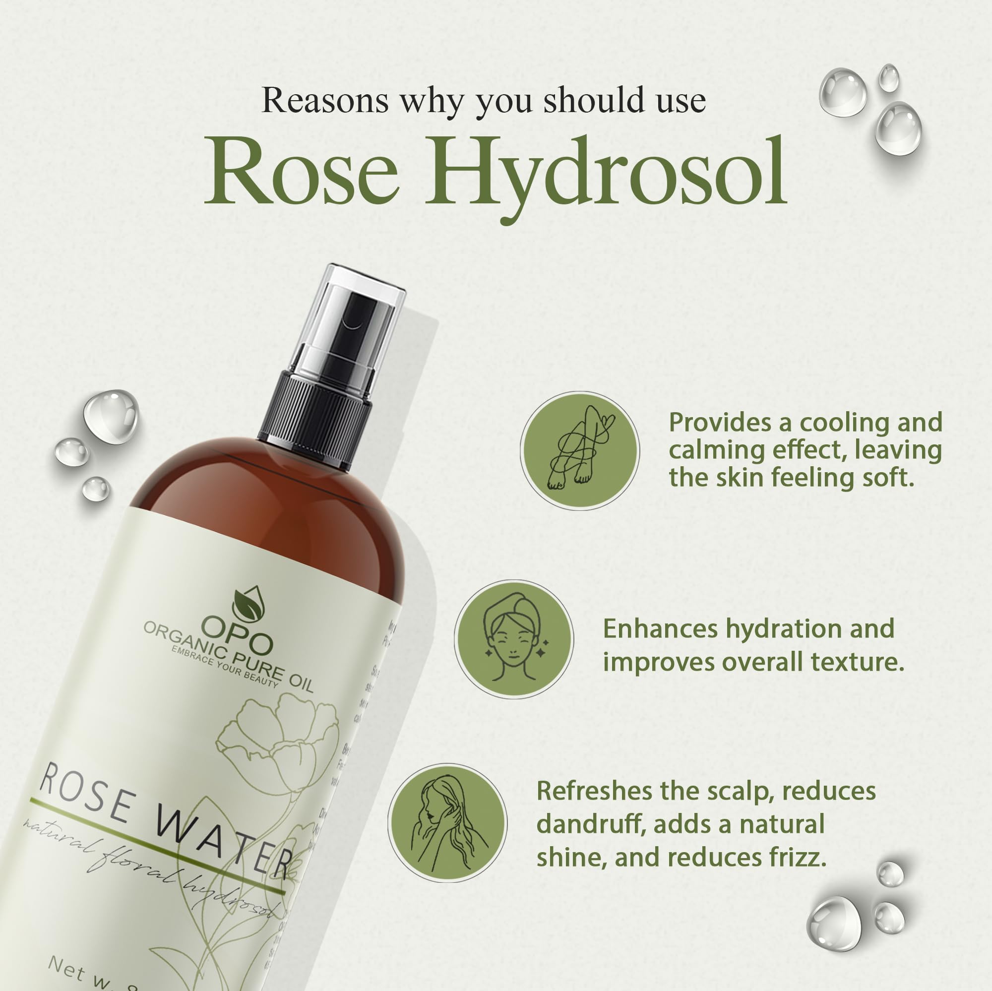 8oz Pure Rose Hydrosol Water - 100% Natural Facial Toner & Hydrating Mist for Skin, Hair Care | Organic Rose Water Spray for Face, Body, Linen, Room Freshener & Aromatherapy | Vegan, Cruelty-Free Skincare & Home Fragrance Solution