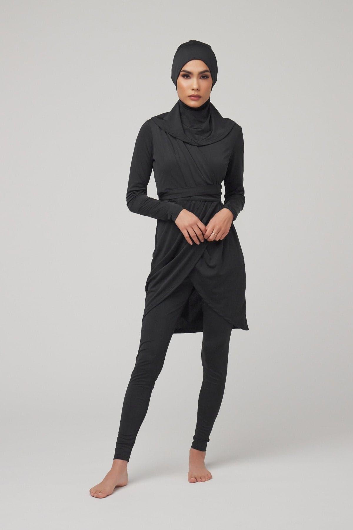 Anya 3 Piece Modest Swimsuit for Women - Full Coverage Muslim Swimwear Set in Black | Beach, Pool & Water Activities