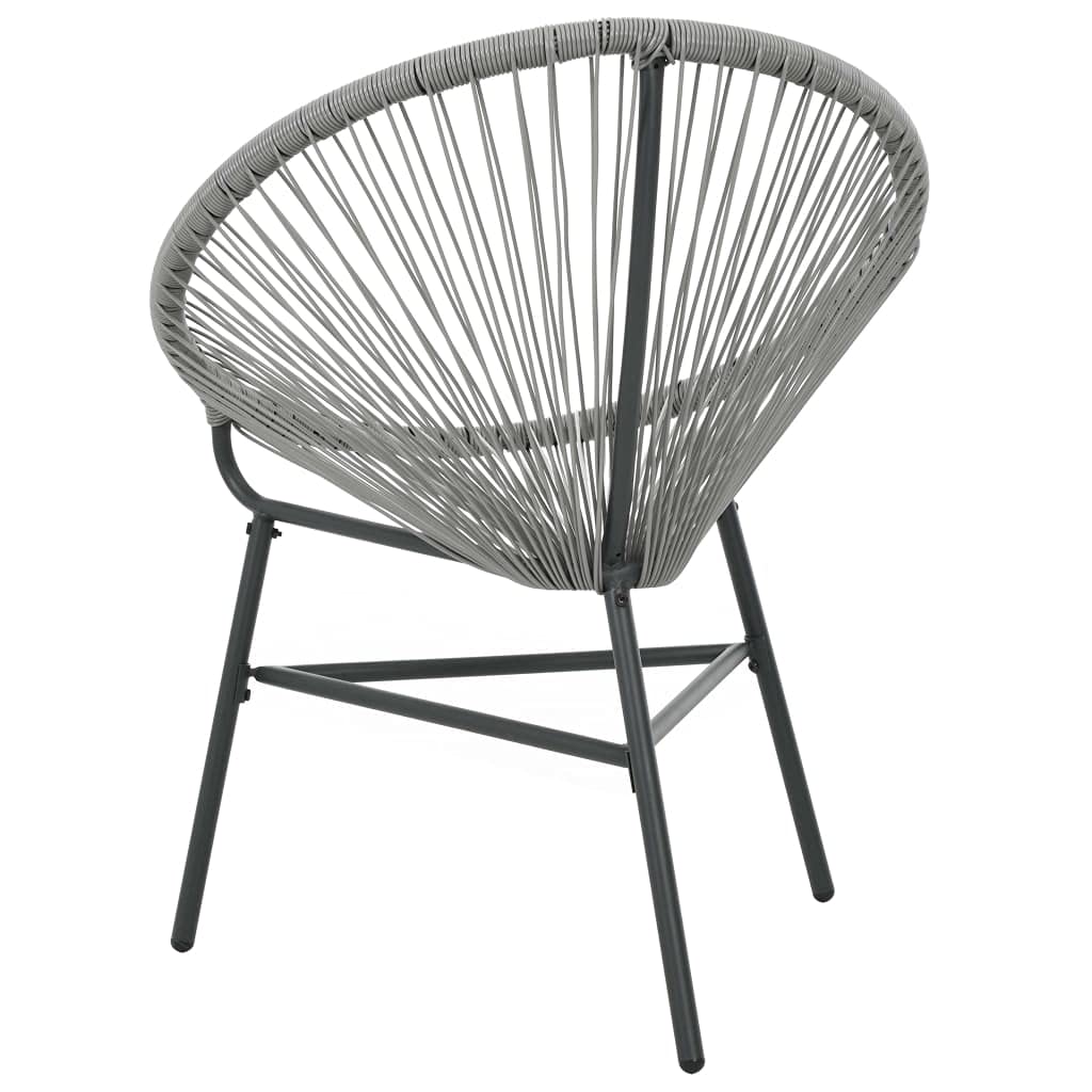 Gray Poly Rattan Patio Moon Chair - Outdoor Lounge Chair for Garden, Yard, Deck & Lawn - Perfect for Relaxing, Sunbathing & Backyard Lounging