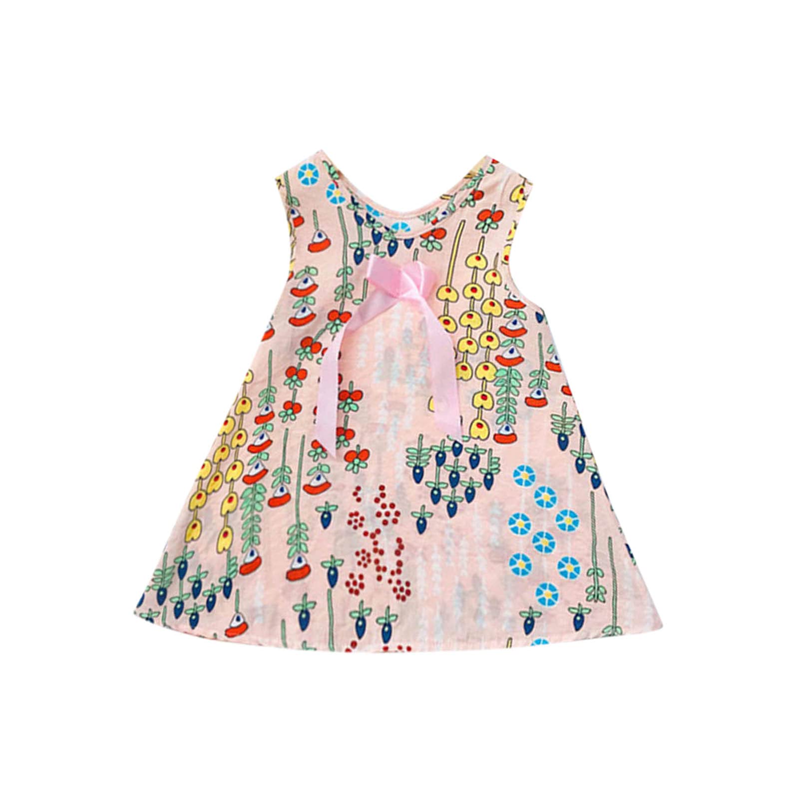 Baby Girl Floral Print Sundress - Sleeveless Summer Dress for Toddlers & Kids | Princess Party Outfit for Girls | Perfect for Beach, Birthday & Outdoor Play