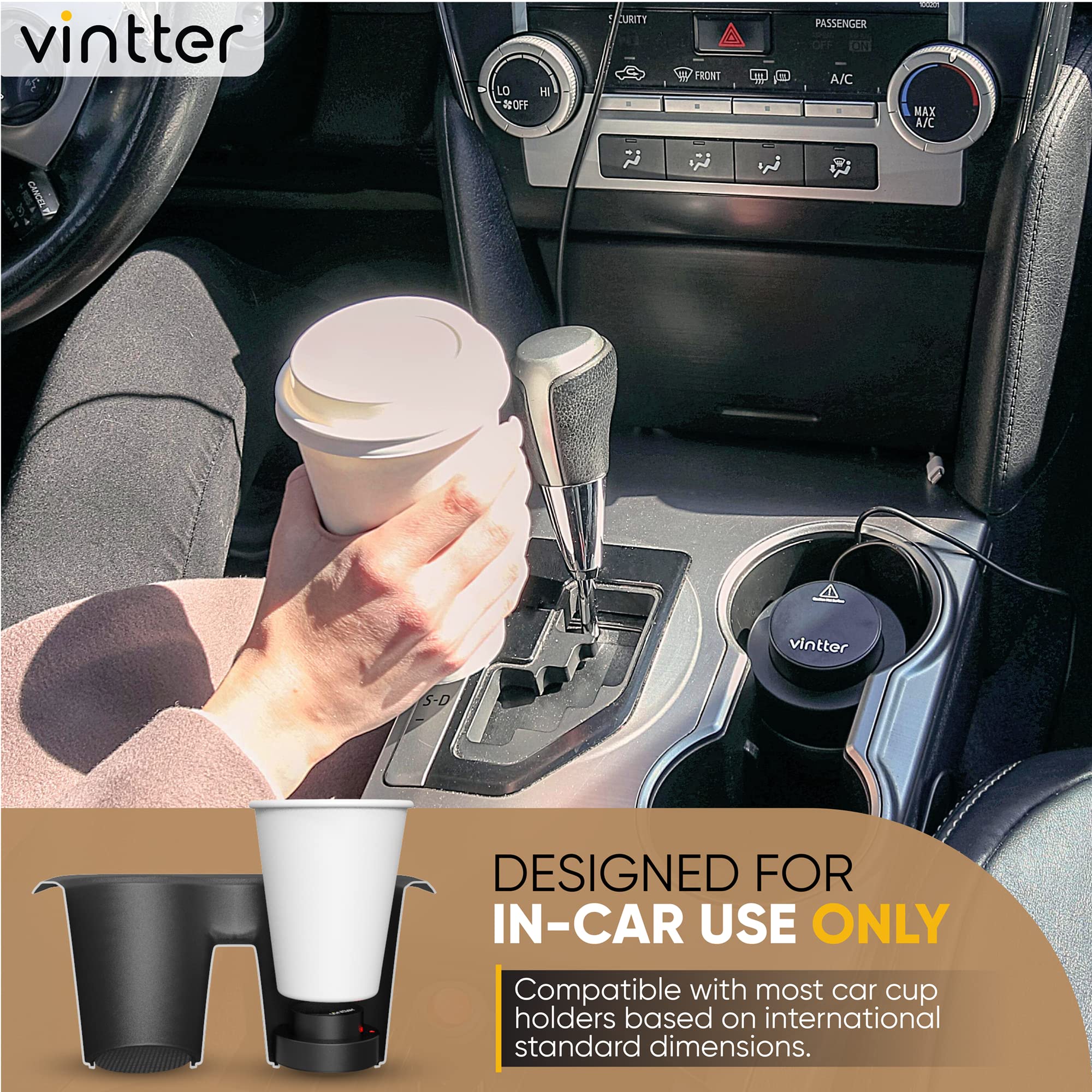Redesigned Car Cup Warmer for Paper & Travel Mugs - 12V Portable Coffee Warmer for Vehicles - Ideal Car Accessory Gift for Coffee Lovers (Perfect for Commuting, Road Trips & Office Use)