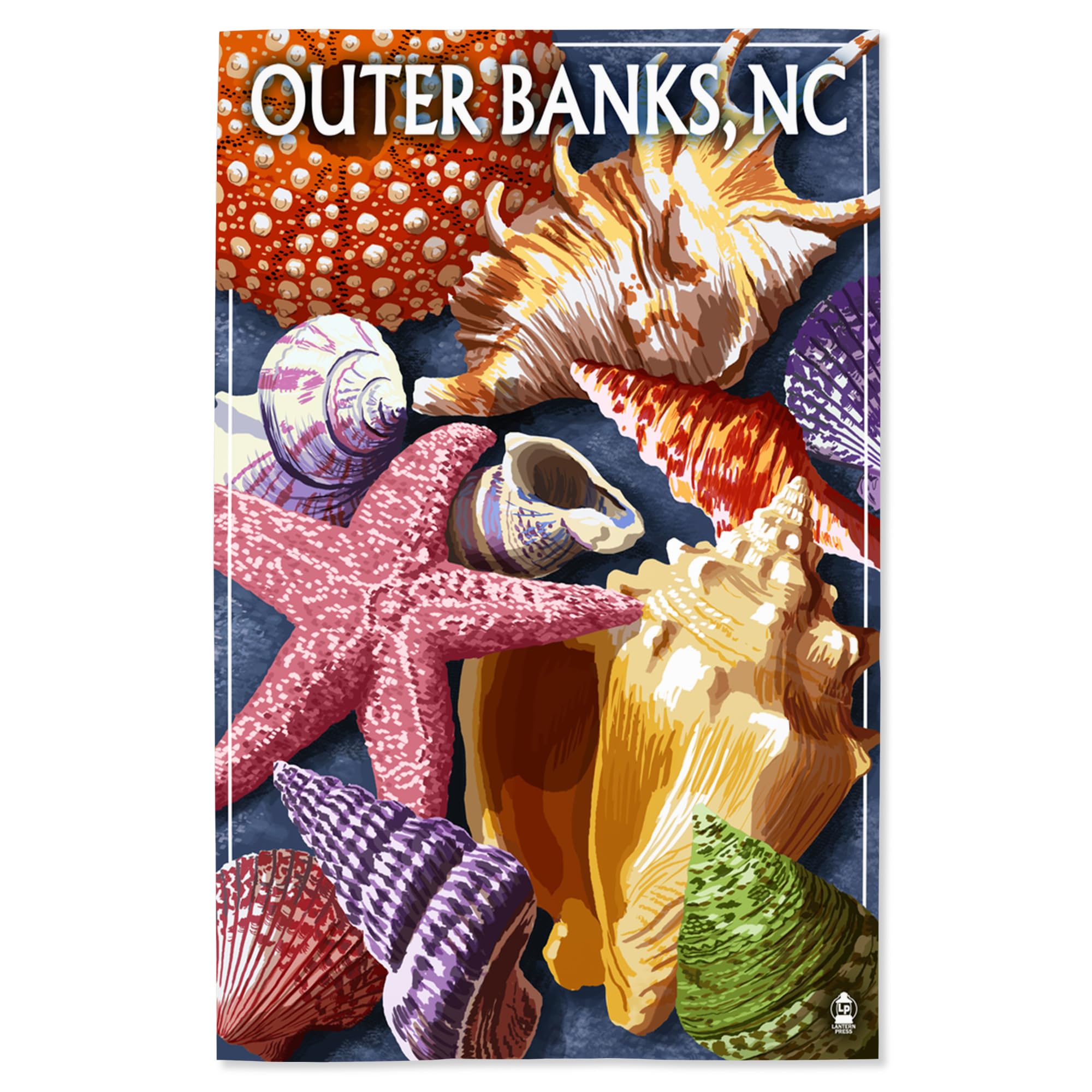 Lantern Press 16x24 Inch Giclee Print - Outer Banks North Carolina Coastal Shells Wall Art | Premium Quality Home & Office Decor for Beach House, Living Room, Bedroom