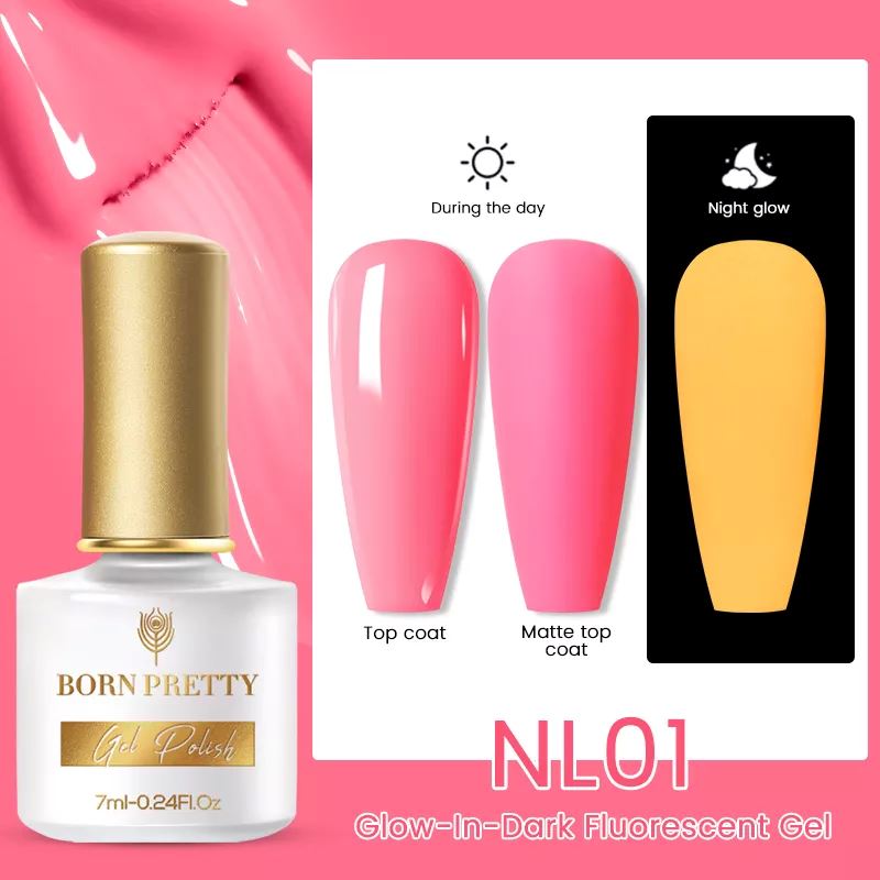 Glow in The Dark Nail Polish - Born Pretty Long-Lasting Fluorescent Gel Polish for UV/LED Lamps | Perfect for Night Parties, Halloween & Nail Art Designs