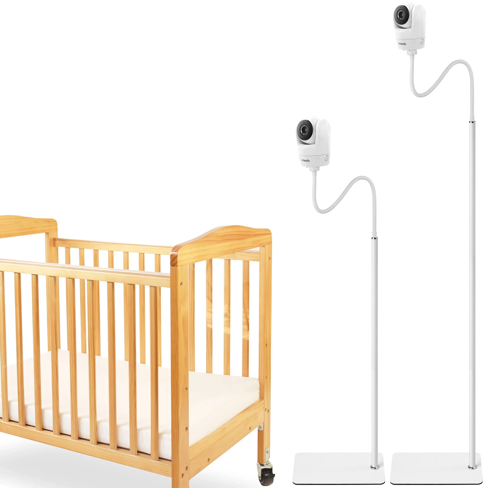 iTODOS Baby Monitor Floor Stand Holder - Heavy Duty Metal Base for Vtech VM901/VM919/VM819/VM924/VM776/VM818 - Secure Mounting to Keep Baby Safe from Touching - Perfect for Nursery, Daycare & Home Monitoring