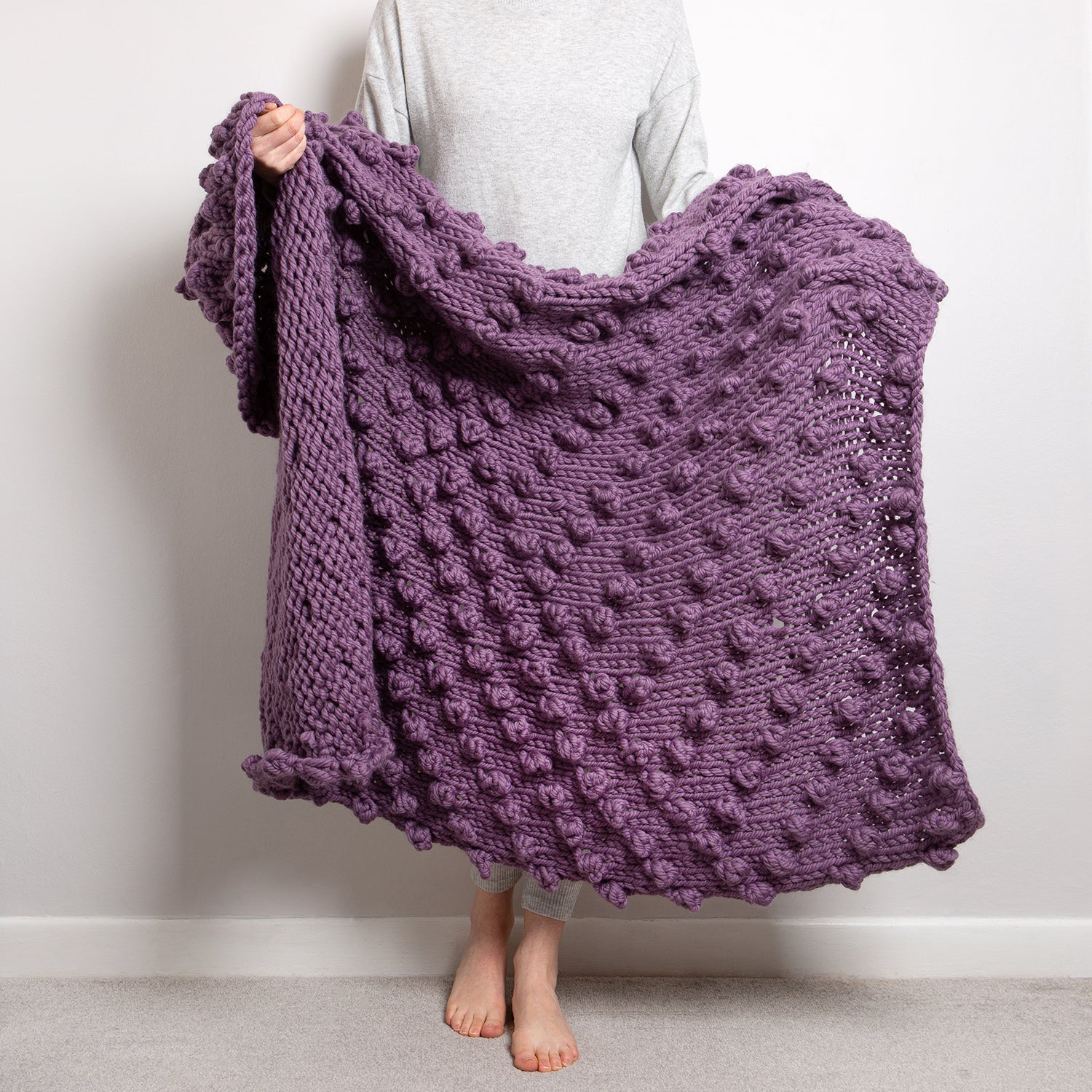 Big Bobble Blanket Knitting Kit - DIY Chunky Knit Throw Blanket for Beginners - Perfect for Cozy Home Decor, Gifts & Winter Evenings