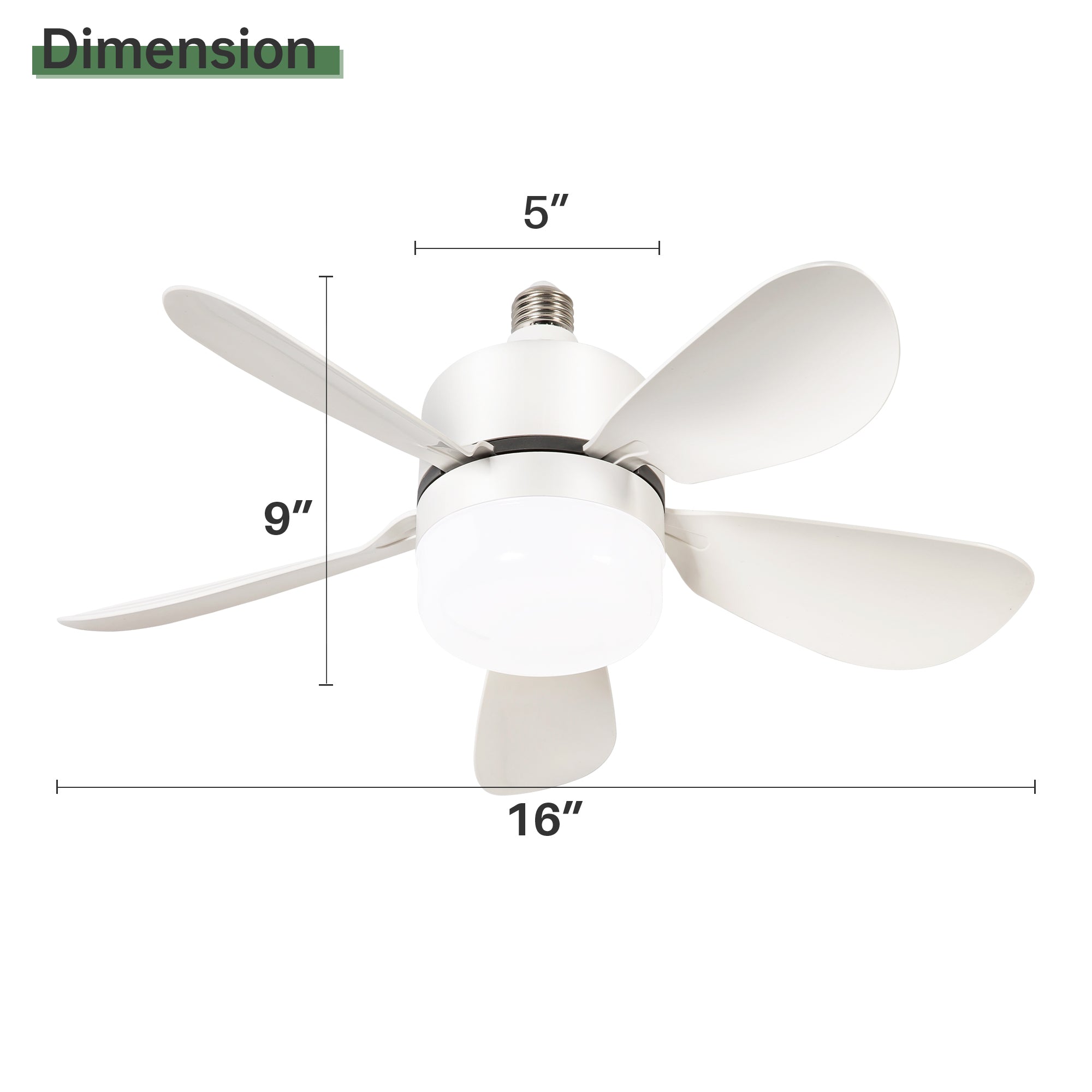 16 Inch Ceiling Fan with Light Kit, Remote Control, DC Motor - Ultra Quiet, 3 Speed Settings - Perfect for Bedroom, Living Room, and Office Spaces