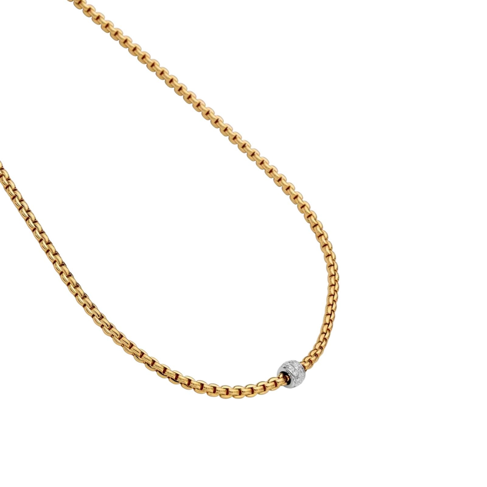 18ct Yellow & White Gold Pavé Diamond Necklace for Women - Elegant Layering Piece for Date Nights & Special Occasions | Eka Jewelry 73001CX_PB_G_XBX