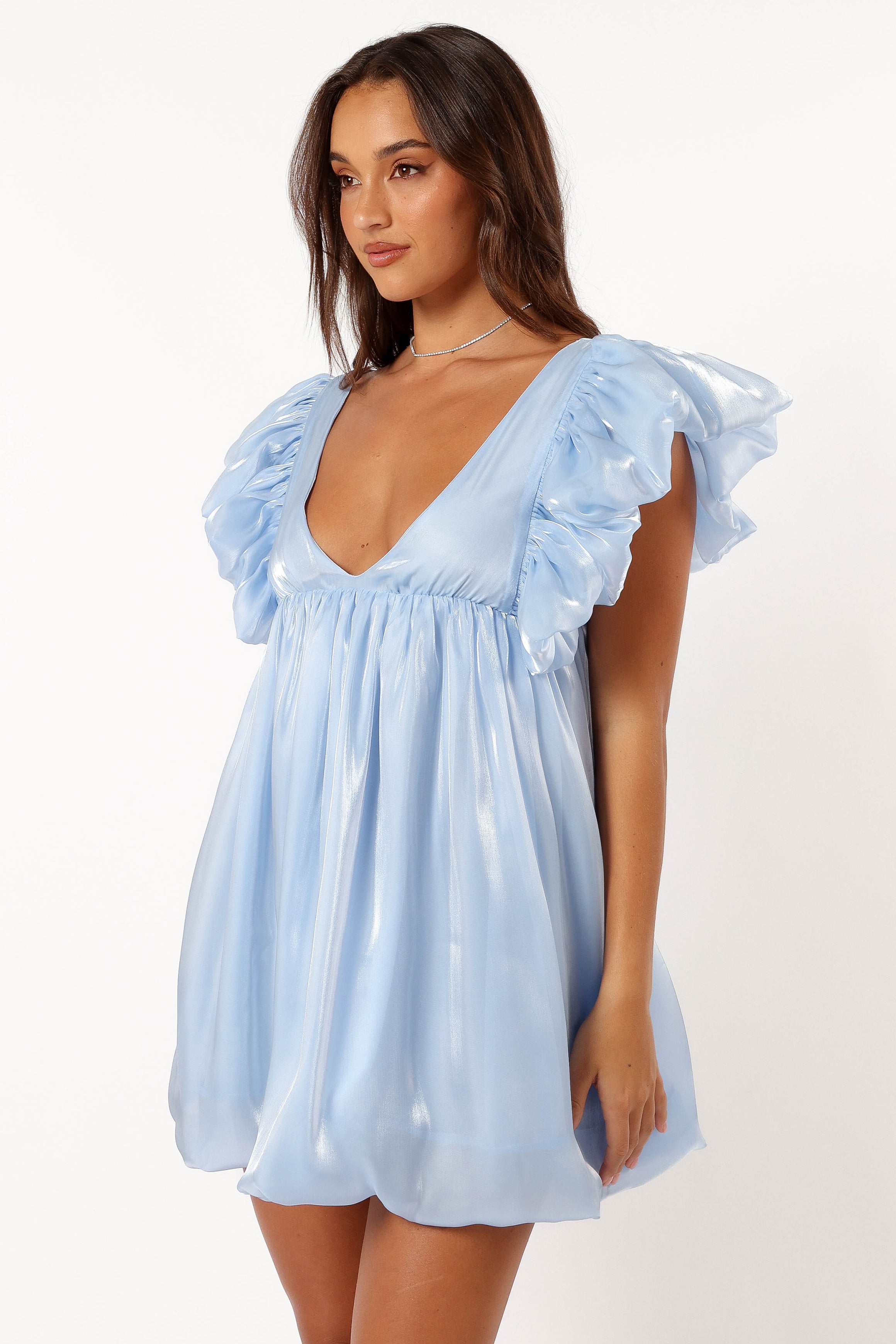 Dulip Frill Sleeve Mini Dress - Blue Floral Summer Party Dress for Women, Perfect for Beach Vacation, Date Night & Cocktail Party
