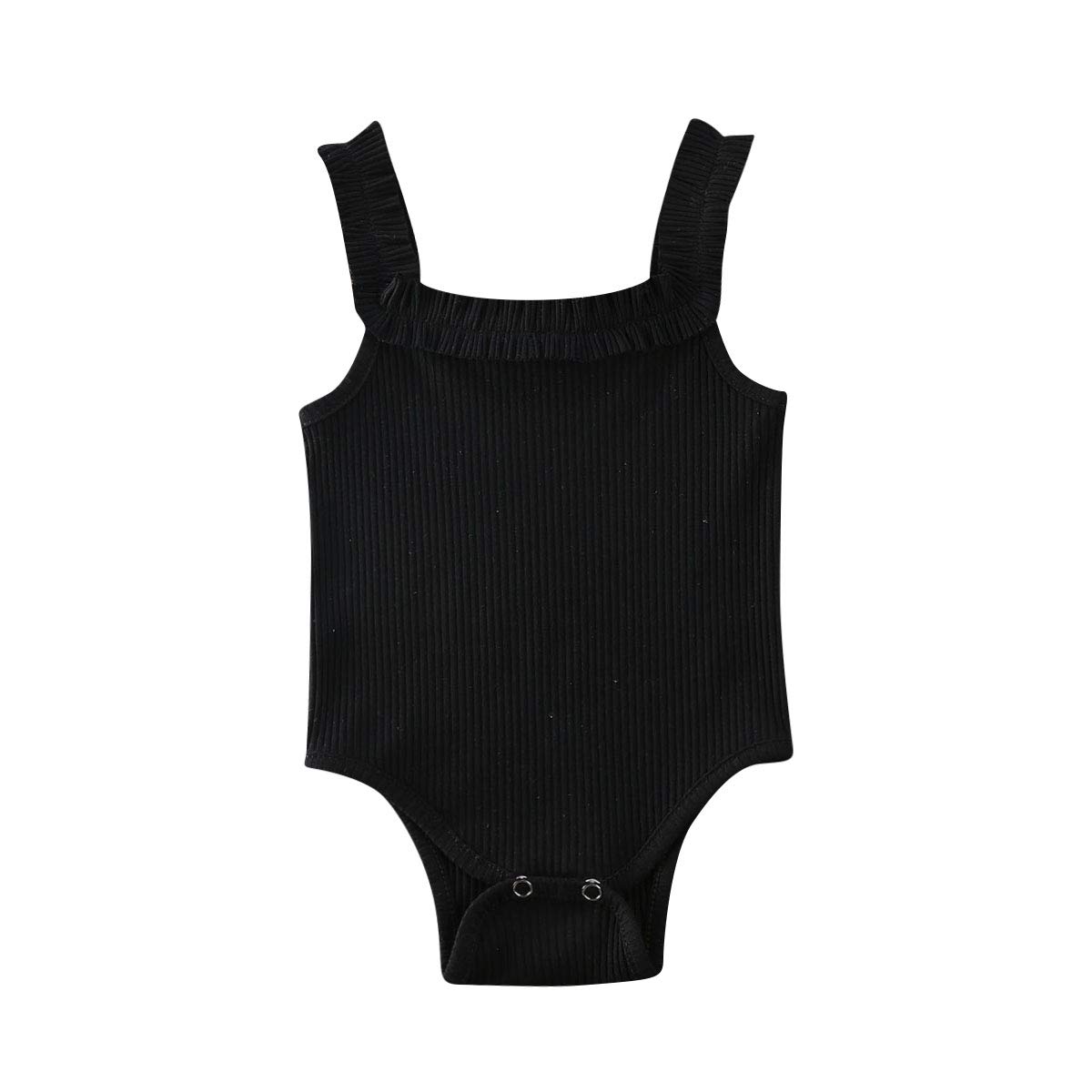 Baby Girls Ribbed Strappy Sleeveless Cotton Romper Bodysuit - Soft Summer Outfit for Infants 0-24 Months | Playtime, Beach & Casual Wear