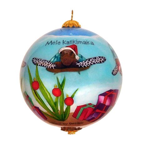 Hand-Painted Hawaiian Christmas Ornament - Adorable Sea Turtles Holiday Decor for Tree, Gift & Tropical Home Decoration
