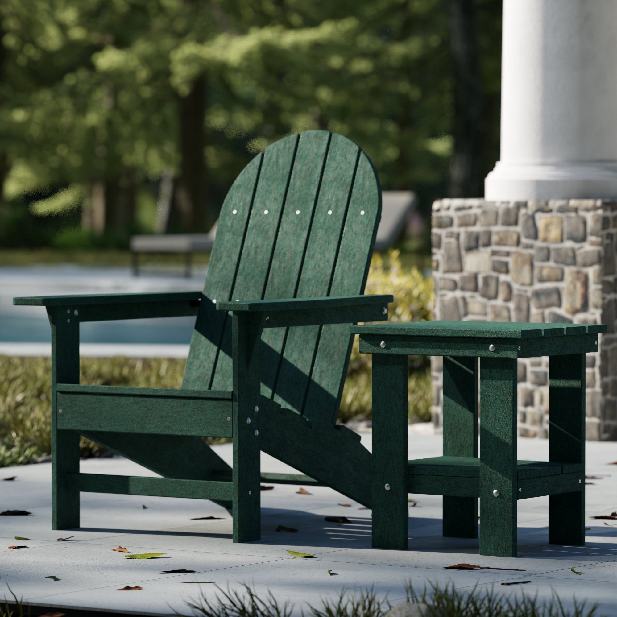 Freedom Modern Adirondack Chair & Side Table Set - Durable Outdoor Patio Furniture for Garden, Poolside, Deck, and Backyard Relaxation