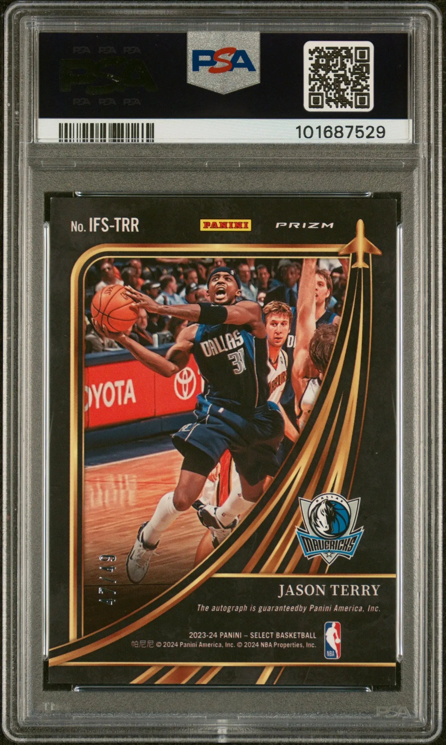 2023 Panini Select In Flight Blue Prizm Jason Terry Autograph Card PSA 9 /49 - Rare Basketball Memorabilia for Collectors & Fans