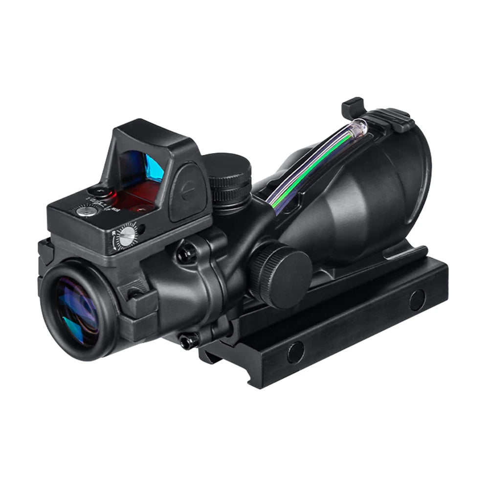 ACOG 4X32 Rifle Scope with Red/Green Fiber Optics - Cross & Arrow Reticle for AR15, .308, .556, .22LR - Perfect for Hunting, Tactical Shooting & Long-Range Precision