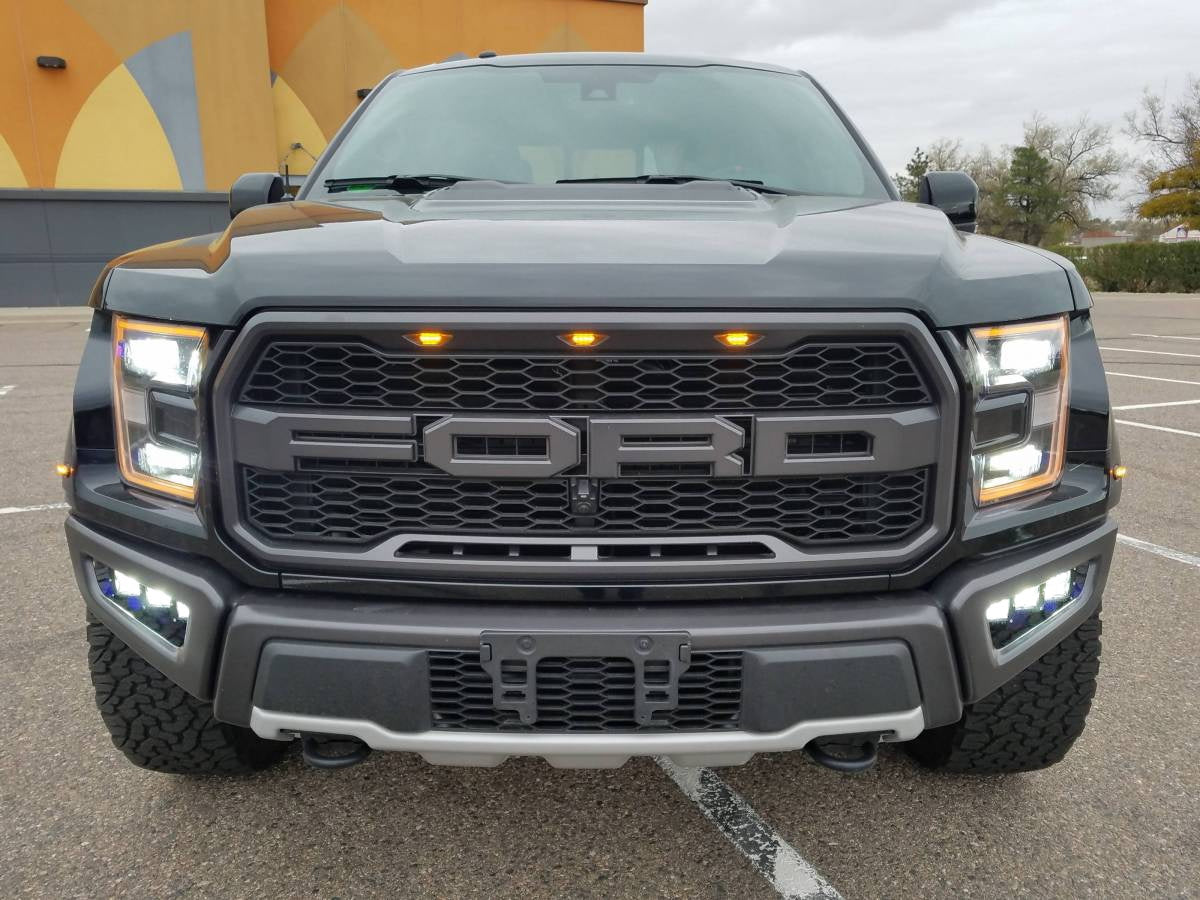 120W Triple LED Fog Light Kit with Lower Bumper Bracket & Wiring Harness - Compatible with 2017-2020 Ford Raptor | Off-Road Adventure, Night Driving, Enhanced Visibility