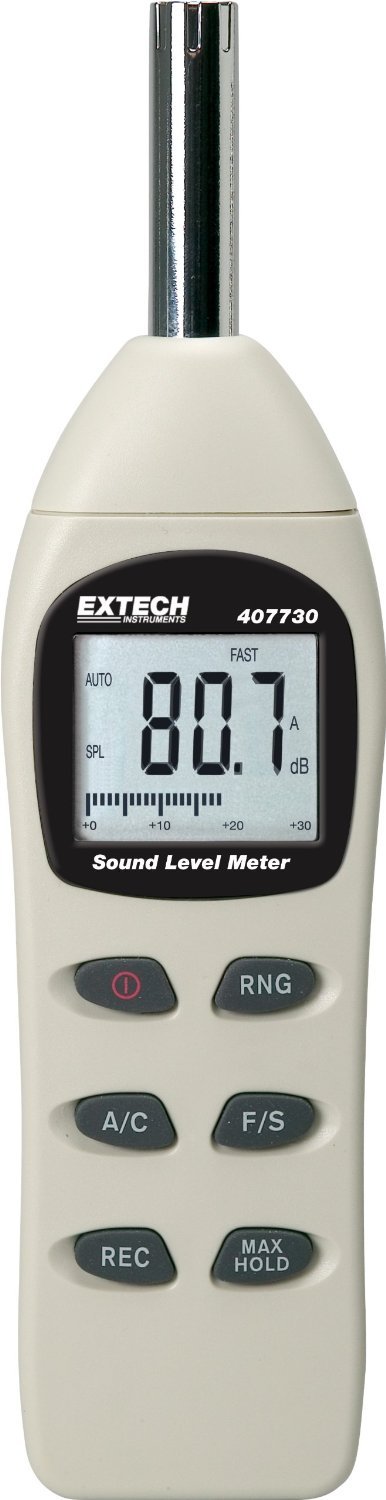 Extech 407730-NIST Digital Sound Level Meter 40-130dB with NIST Certificate - Professional Noise Measurement for Factories, Schools & Home Use