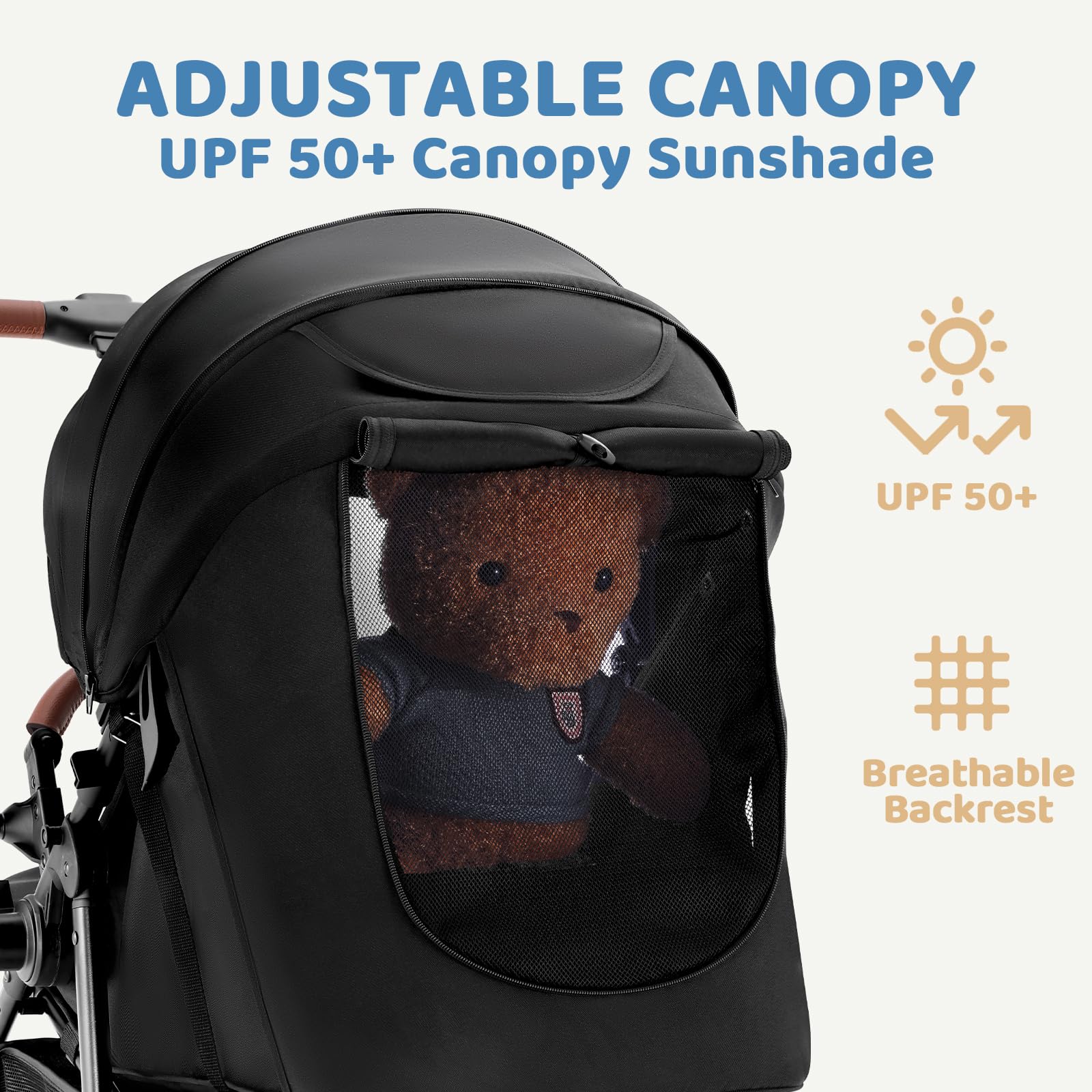 HARPPA Hugglo 2.0 Convertible Baby Stroller - Lightweight Travel Stroller for Infants & Toddlers 0-36 Months with Reversible Handle & UPF 50+ Sun Protection (Black) | Perfect for Shopping, Travel & Daily Walks