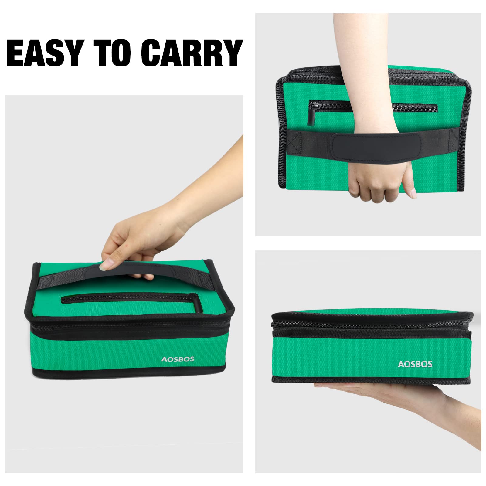 Aosbos Insulated Lunch Box for Men & Women - Portable Mini Cooler Bag, Compact Soft Thermal Lunch Tote, Reusable Meal Prep Container (Cool Green) - Perfect for Office, School, Picnics & Outdoor Activities
