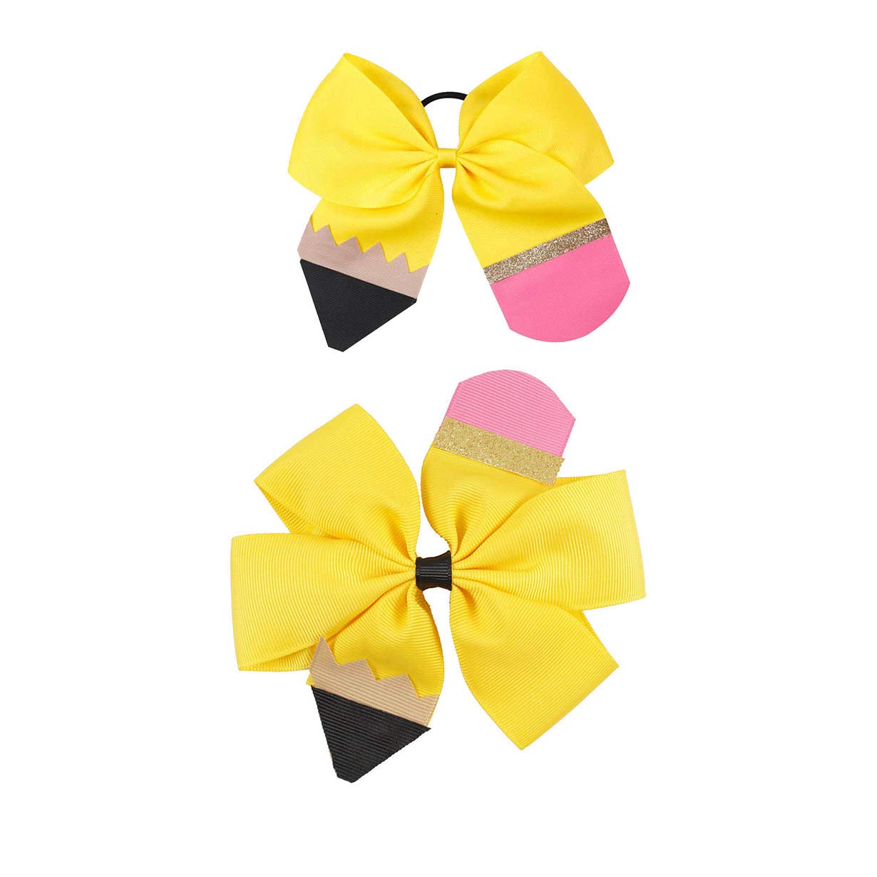 Yellow School Bow Pencil Hair Clips - Cute Hairpins for Girls, Women (Set A) | Perfect for School, Parties, and Everyday Hair Styling