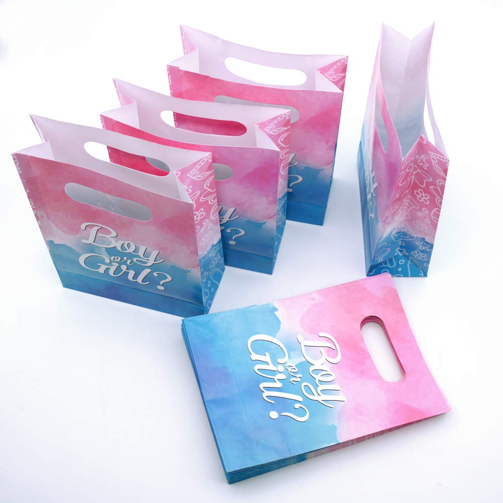 WEEPA 24 Pack Gender Reveal Party Supplies - Baby Shower Favor Gift Bags, Treat Goodie Bags for Table Decorations | Perfect for Gender Reveal Parties, Baby Showers & Celebrations