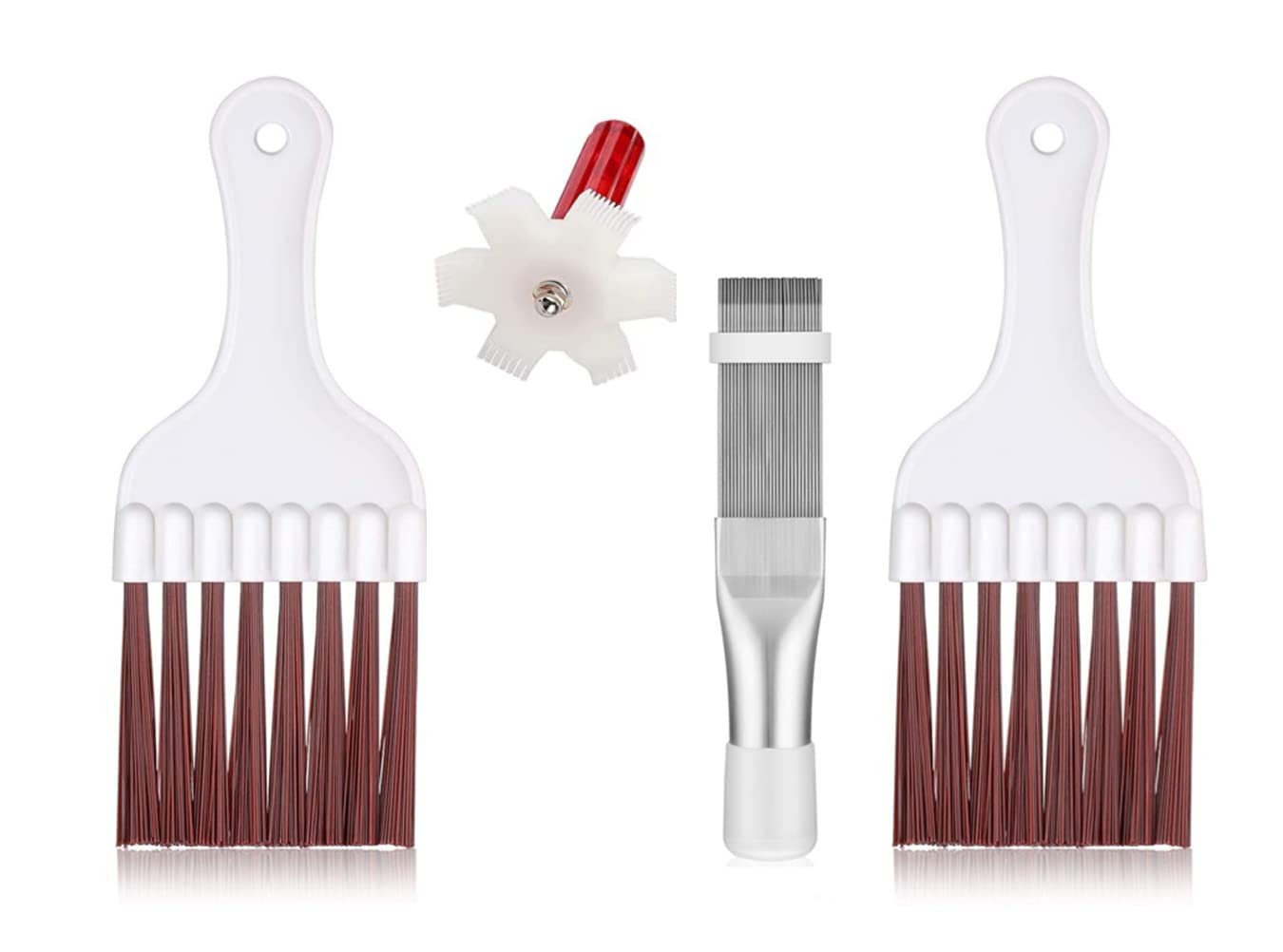 4-Piece Stainless Steel AC Condenser Fin Comb Set - Refrigerator Coil Cleaner Brush & Evaporator Radiator Repair Tool for HVAC Maintenance (Perfect for Home, RV & Commercial AC Units)