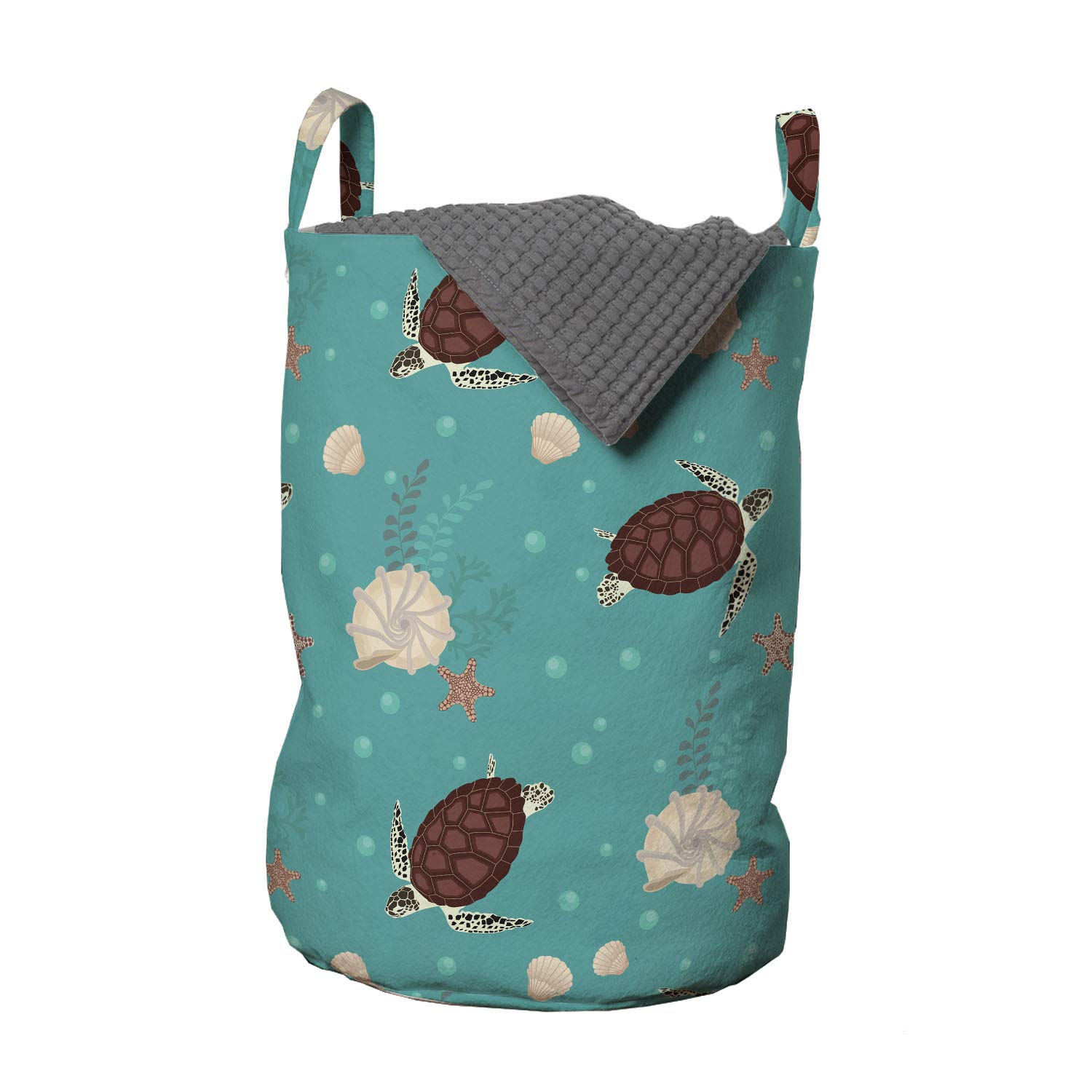 Ambesonne Marine Laundry Bag with Drawstring Closure - Waterproof Hamper Basket with Handles for Beach, Travel & Dorm - 13