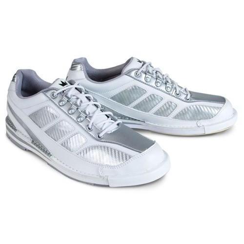 Brunswick Men's Phantom White & Silver Carbon Fiber Right-Handed Bowling Shoes - Lightweight & Durable for Competitive Play & League Bowling