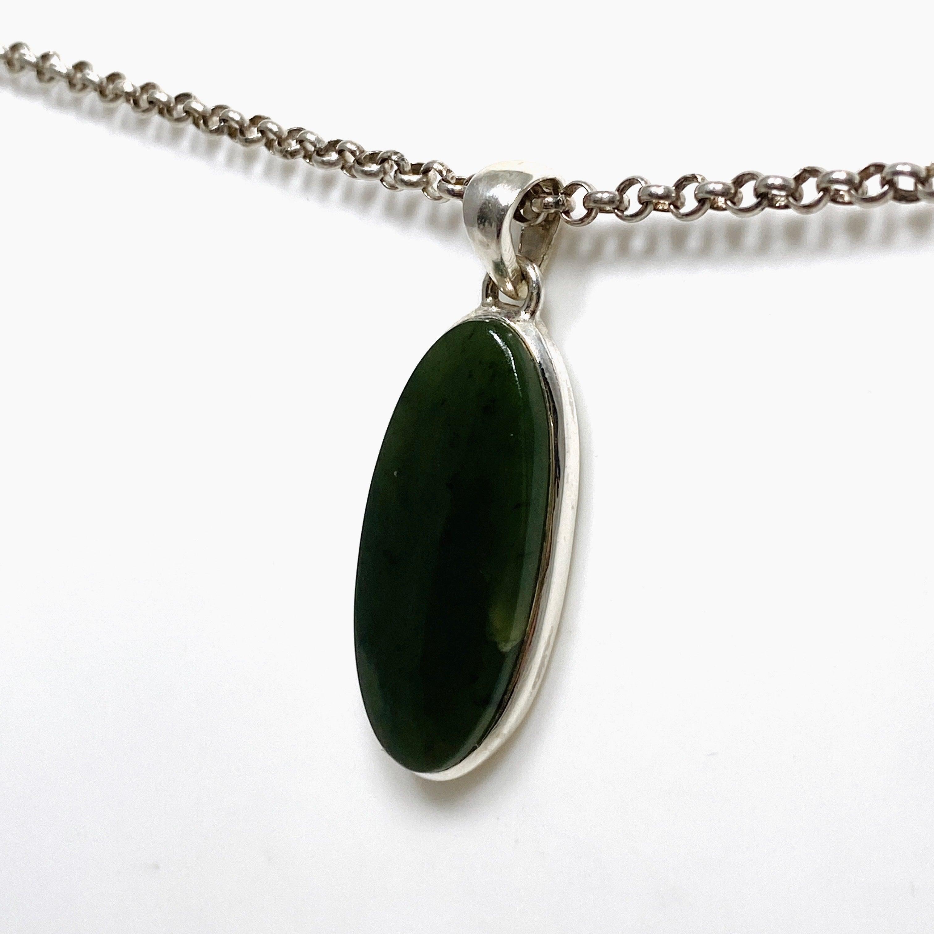 Natural Siberian Jade Nephrite Oval Pendant - Handcrafted Green Stone Jewelry for Women - Perfect for Gifts, Meditation & Spiritual Healing