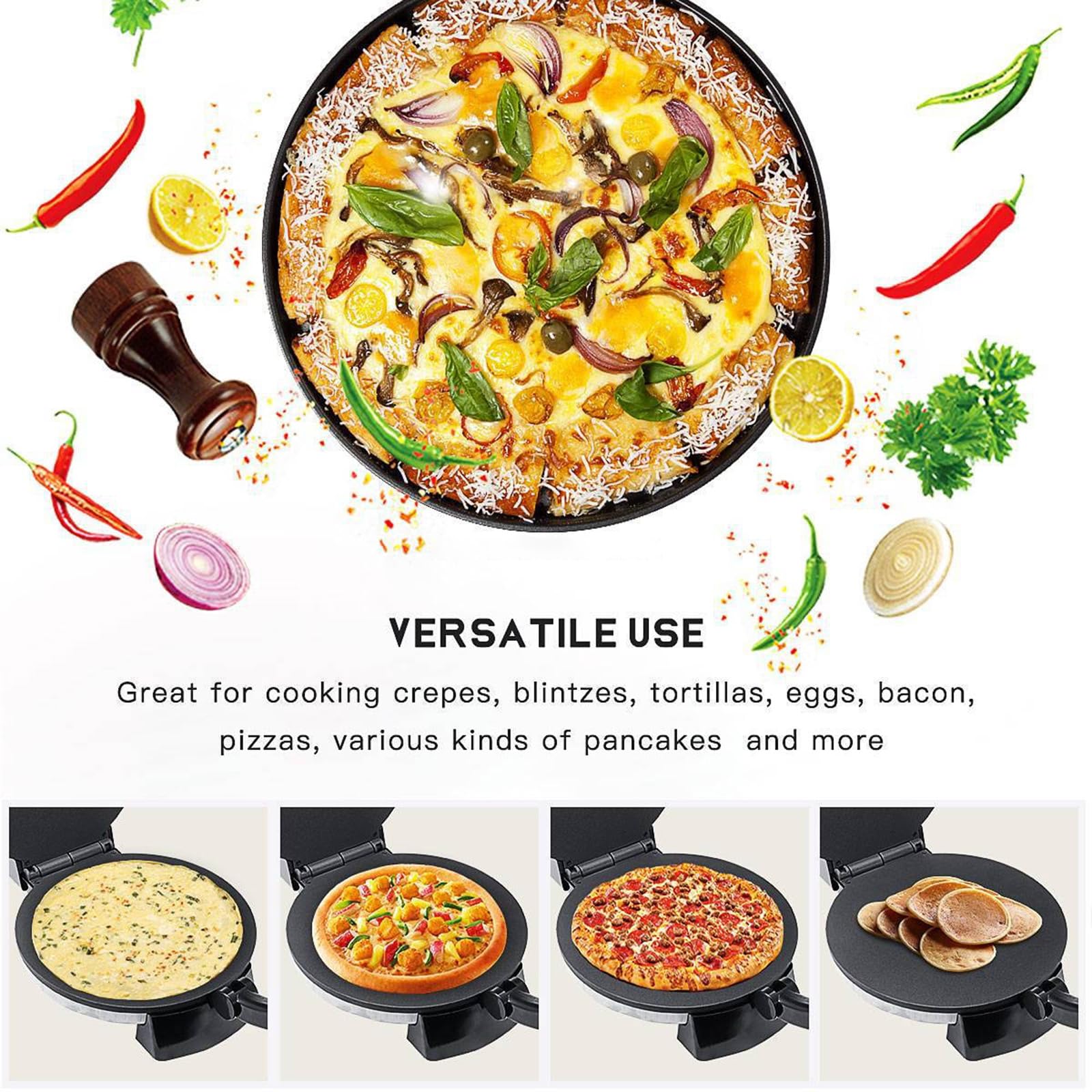 Electric Roti Maker - 10 Inch Non-Stick Automatic Chapati & Tortilla Press with Removable Handle - Perfect for Indian Roti, Mexican Tortillas & Flatbreads at Home