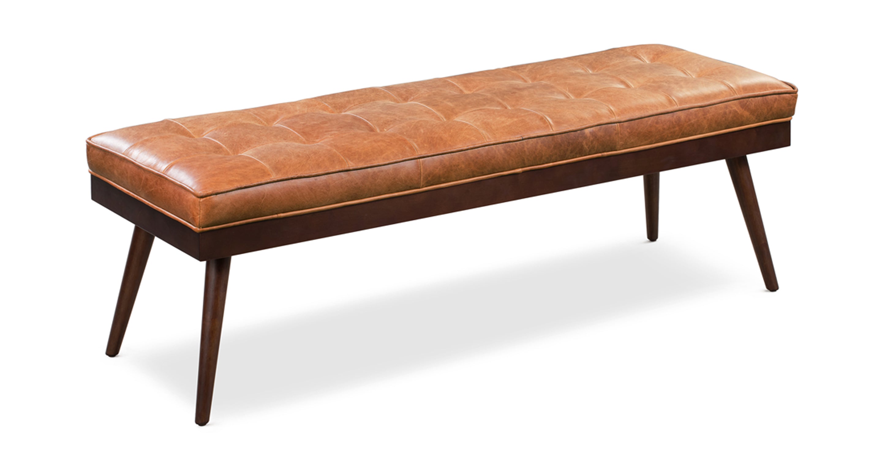 Luca Leather Bench - Modern Upholstered Storage Ottoman with Tufted Design for Living Room, Bedroom, or Entryway - Durable Faux Leather Seat with Sturdy Wooden Legs - Perfect for Extra Seating, Footrest, or Stylish Home Decor