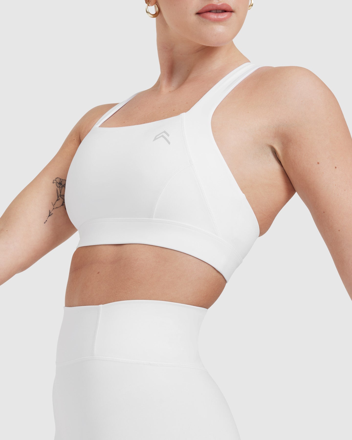 Timeless Wide Strap Sports Bra for Women - Breathable High Support Workout Top in White | Perfect for Yoga, Running & Gym