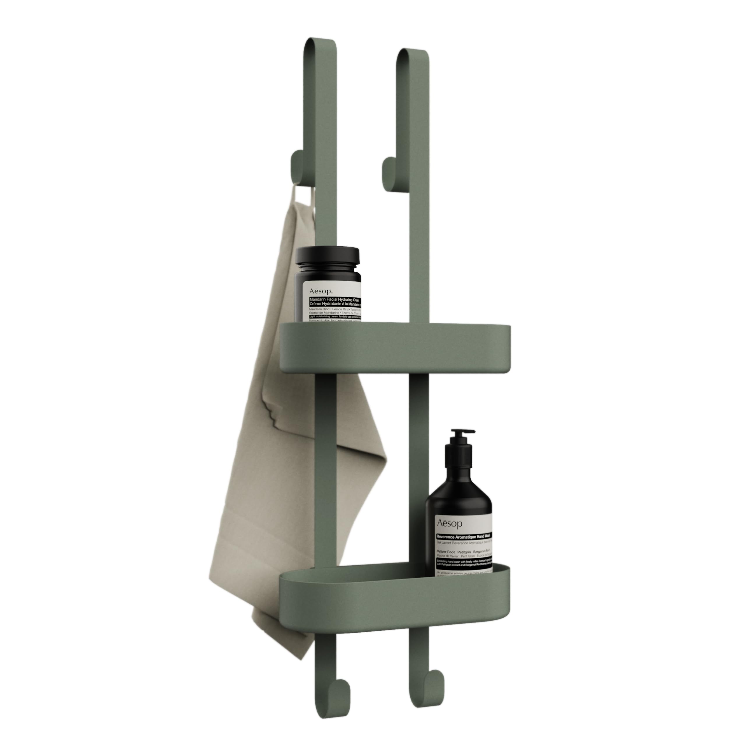 Bamodi Adjustable 2-Tier Plastic Shower Caddy - Rustproof Bathroom Organizer with Scratch-Free Design - Perfect for Small Spaces & Apartment Showers - Green