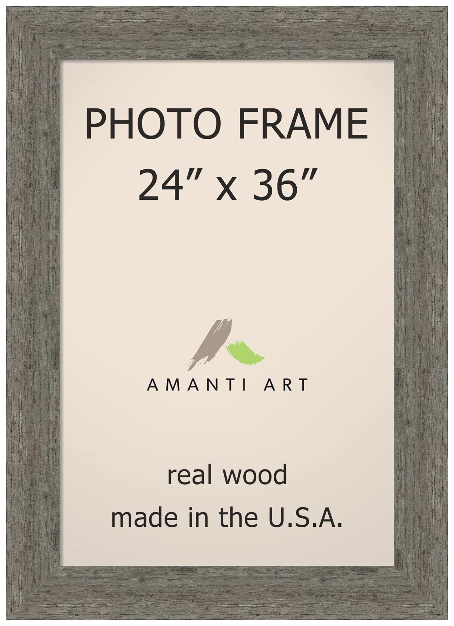 24x36 Wood Picture Frame with Glass - Fencepost Grey Photo & Art Frame for Wall Decor, Living Room, Bedroom, Office Display
