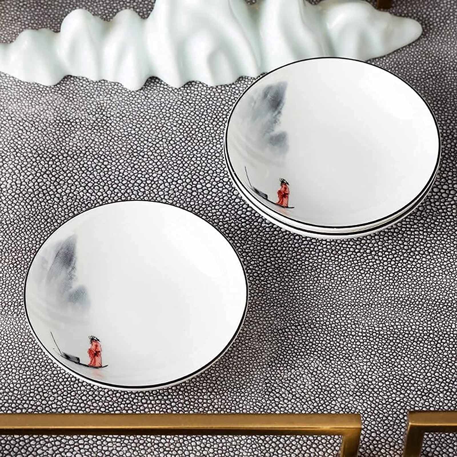 Elegant Black and White Dinnerware Set for 4/6/12 - 35-Piece Chinese-Inspired Tableware with Ancient Ink Painting Design - Perfect for Home, Kitchen, and Formal Dining Occasions