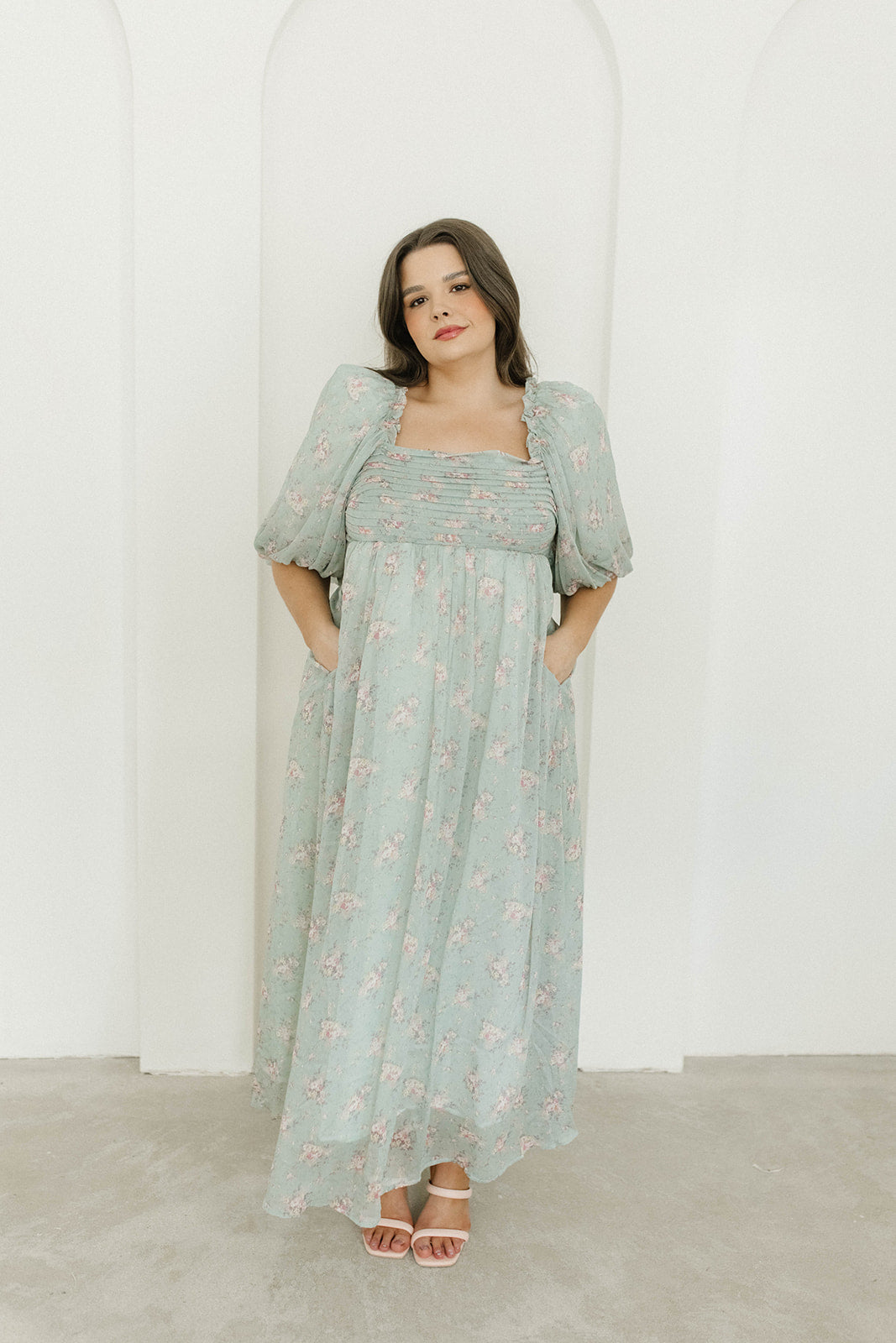 Melody Maxi Dress - Turquoise Floral Print, Bump Friendly & Inclusive Sizing (S-3XL) | Perfect for Maternity, Beach Vacations & Summer Weddings