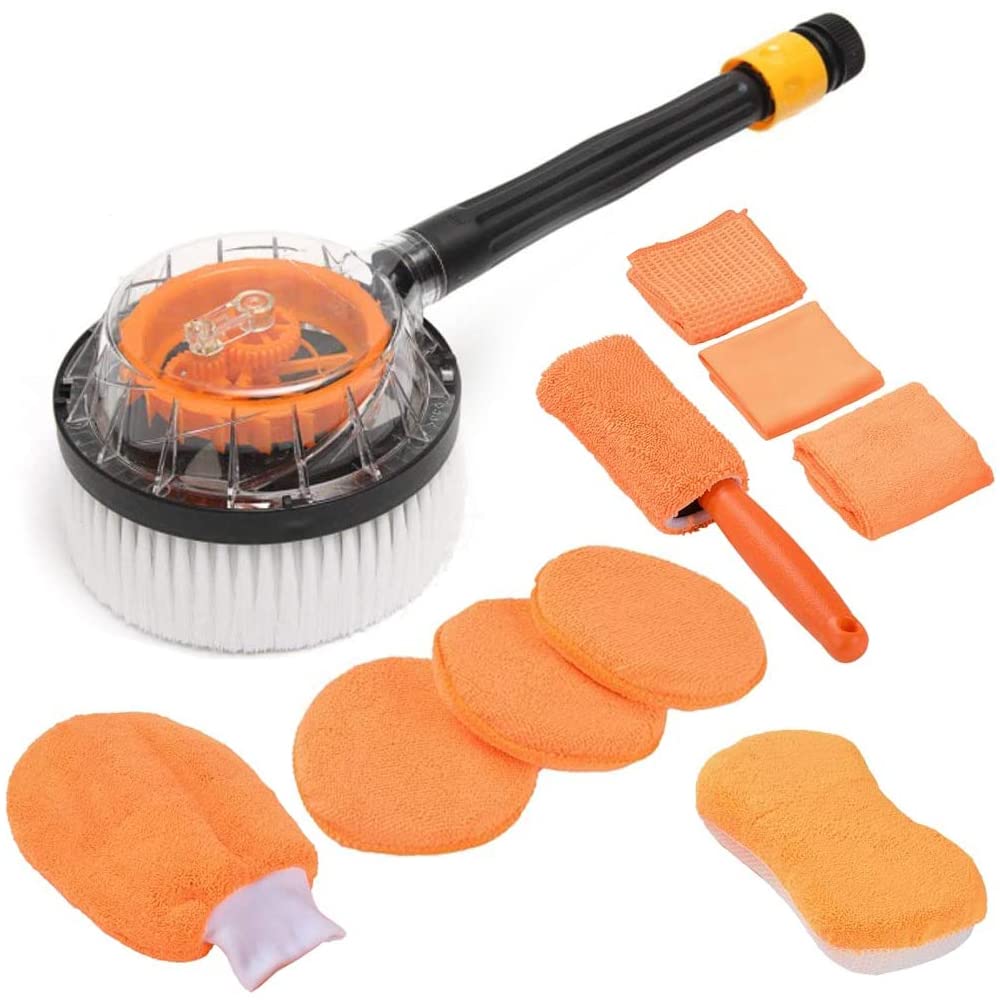 JSCARLIFE 10-Piece Car Wash Kit with Microfiber Towels, Wash Mitt & Sponge - Complete Vehicle Cleaning Tools Set with Storage Bag | Perfect for Car Detailing, Auto Wash & Interior Cleaning at Home or Car Wash Stations